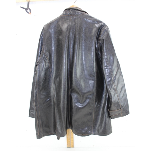 218 - Armani brown leather jacket, size large