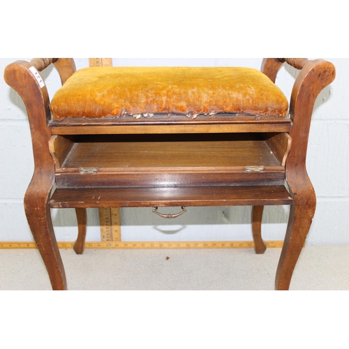 171 - Edwardian piano stool with music drawer