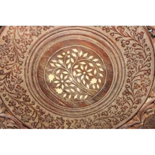 174 - Small Indian carved wooden folding table