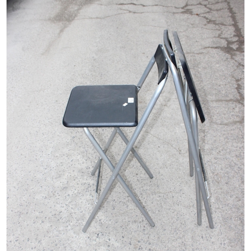 176 - Pair of black & chrome folding stools