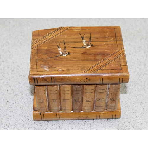 1848 - 4 assorted wooden boxes to include a treen string box