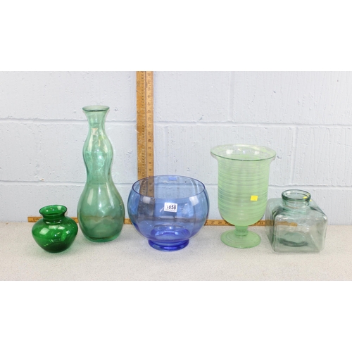 1858 - 5 assorted large glass vases