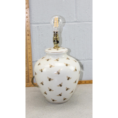 269H - An India Jane temple jar style lamp decorated with bumble bees, no shade