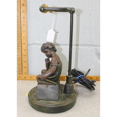 269S - Bronzed table lamp of a young lad