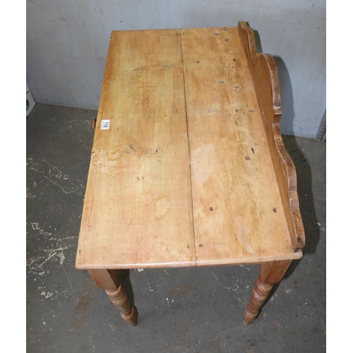 116 - A Victorian pine side table or desk with single drawer, approx 95cm wide