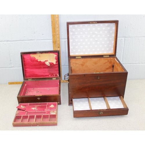 293 - 2 antique Mahogany boxes, one with brass fittings.