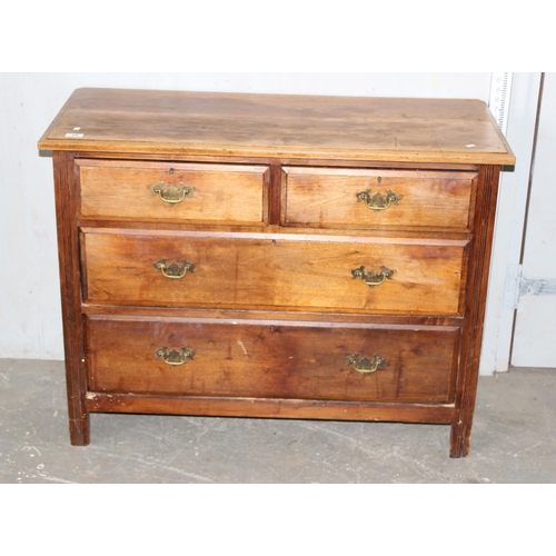 28 - Antique 2 over 2 chest of drawers with brass drop handles