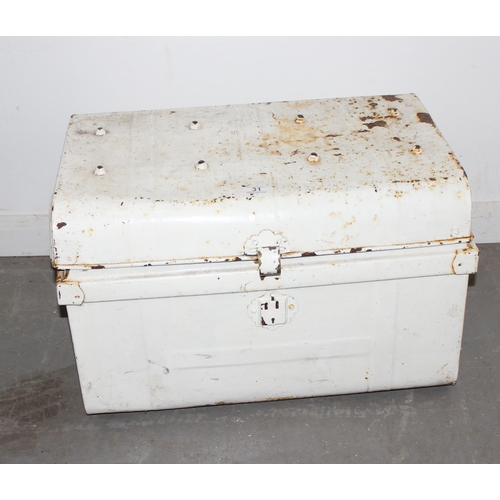 31 - Vintage white painted metal trunk