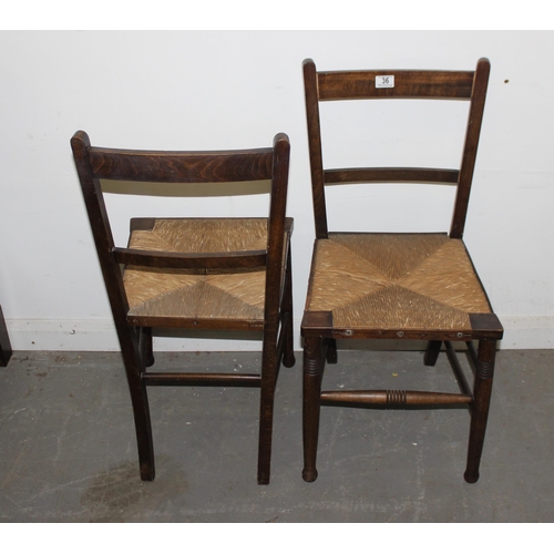 36 - A pair of antique cane seated bedroom chairs