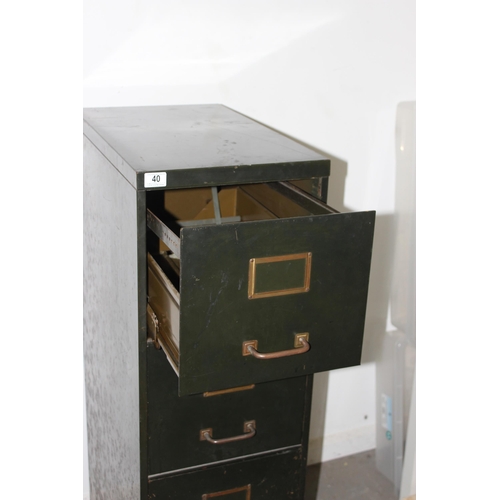 40 - A large vintage green painted metal filing cabinet