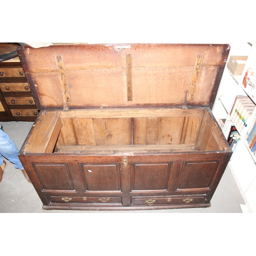 41 - An antique oak mule chest with 2 drawers, likely 18th century, approx 145cm wide