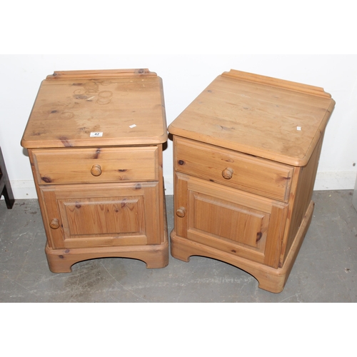 42 - Pair of pine bedside cabinets