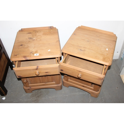 42 - Pair of pine bedside cabinets