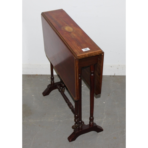 53 - A small Edwardian Sutherland table with Sheraton style inlay