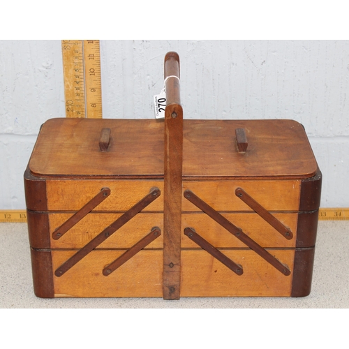 270 - A retro wooden concertina sewing box