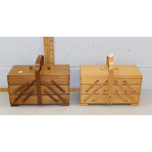 271 - 2 vintage wooden concertina sewing boxes