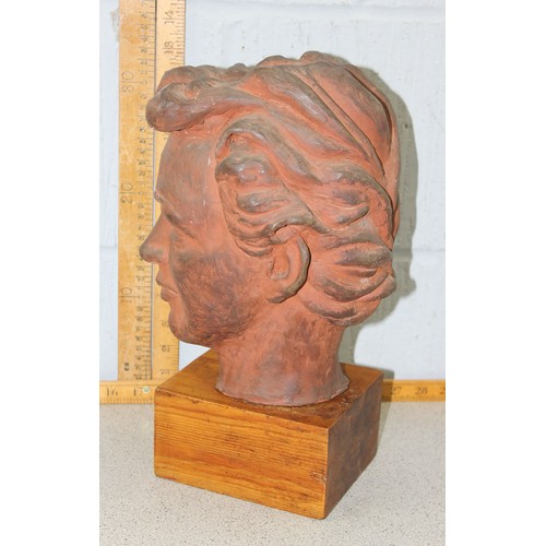 110A - 1950’s terracotta sculpture of a mans head, German.