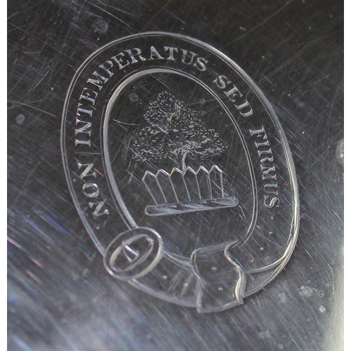 150A - Qty of assorted silver items to include an interesting silver salver bearing the crest of Maurice Be... 