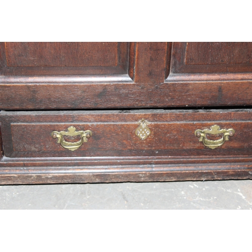 14 - An antique oak mule chest with 2 drawers, likely 18th century, approx 145cm wide