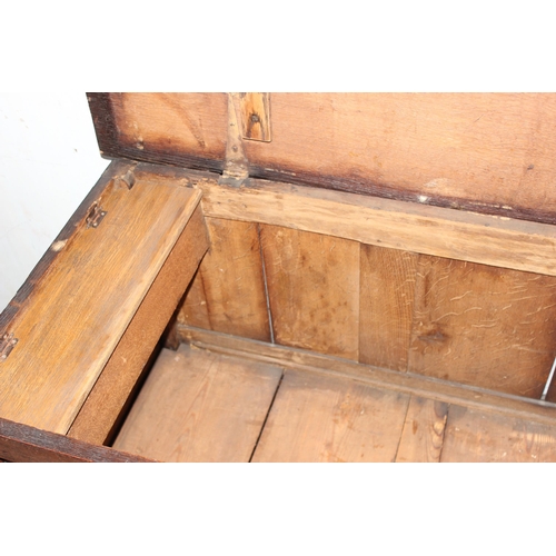 14 - An antique oak mule chest with 2 drawers, likely 18th century, approx 145cm wide