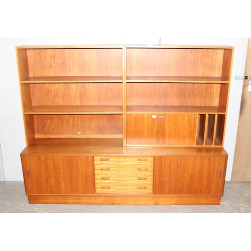 28 - Retro Danish sideboard and free standing display cases by Clausen & Son, approx 210cm wide