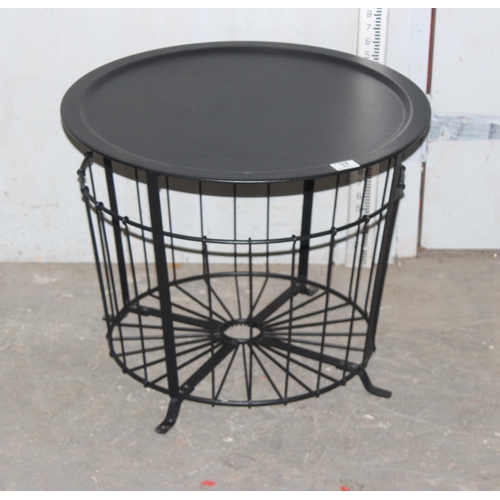 37 - Wrought metal table with basket base and tray top