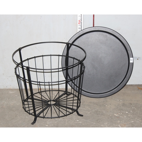 37 - Wrought metal table with basket base and tray top