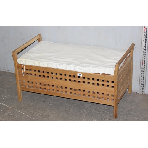 41 - Modern wooden Ottoman with internal storage and lattice design