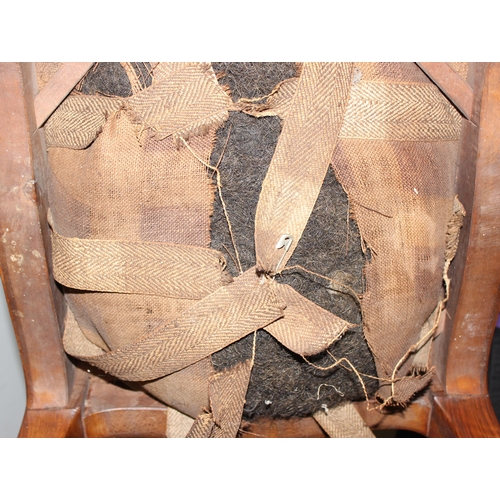 52 - Antique horsehair stuffed stool with tapestry seat