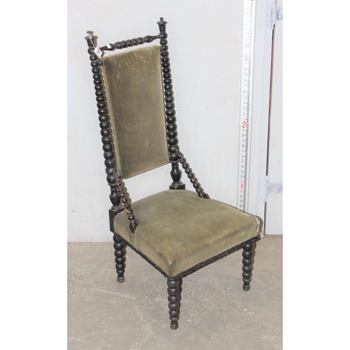 53 - 19th century ebonised bobbin turned chair with stuffed seat