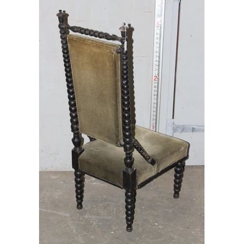 53 - 19th century ebonised bobbin turned chair with stuffed seat