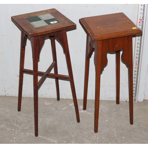 59 - 2 early 20th century jardinière stands, one with tile top inlay