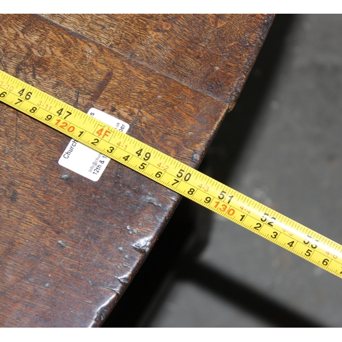 7 - An 18th century oak dropleaf table with drawer, approx 127cm wide (155cm when extended)