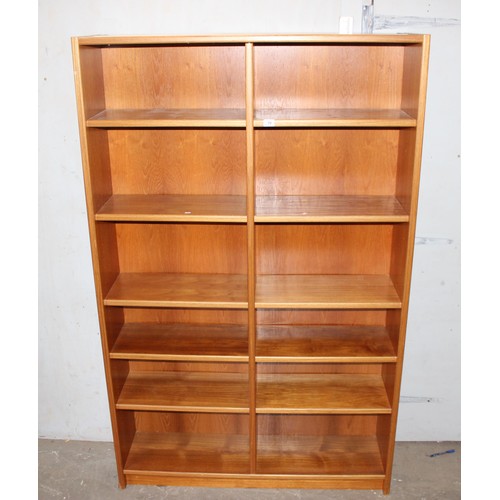 10 - A retro Danish made double bookcase, approx 120cm wide