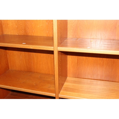 10 - A retro Danish made double bookcase, approx 120cm wide