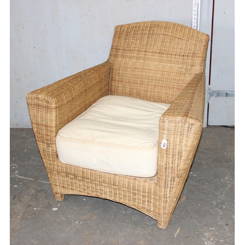 65 - Wicker conservatory armchair with cushion