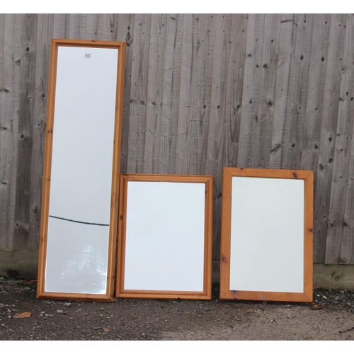 541 - 3 smaller pine framed mirrors