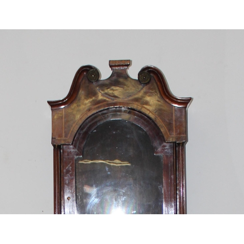 1302 - A large antique oak longcases clock case, no movement