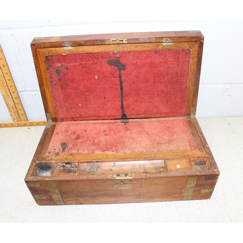 280 - A selection of antique and later wooden boxes to include brass bound writing slope & 19th century ma... 