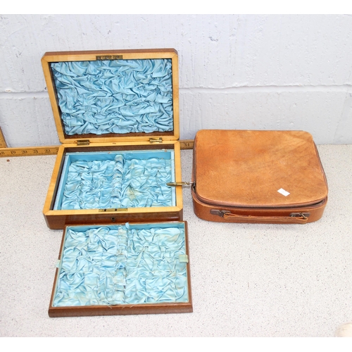 280 - A selection of antique and later wooden boxes to include brass bound writing slope & 19th century ma... 