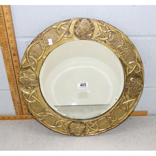 405 - Arts & crafts hammered brass framed wall mirror