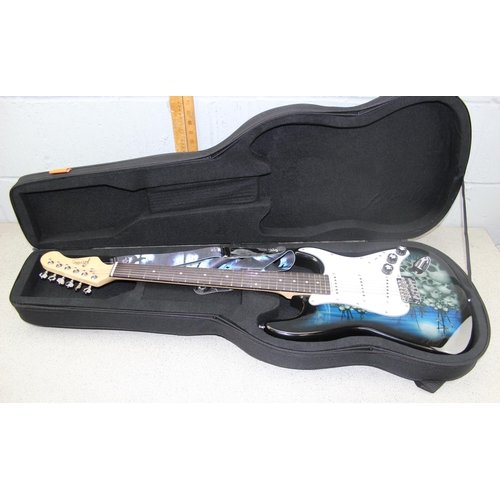 690 - Jaxville electric guitar with Ashton hard carry case