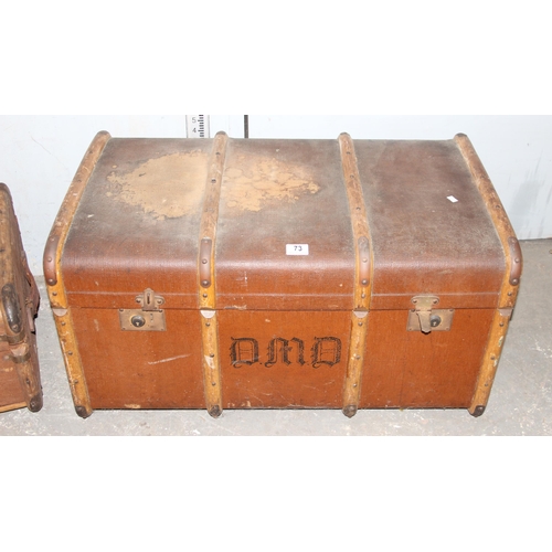 73 - 2 vintage wooden and canvas covered trunks