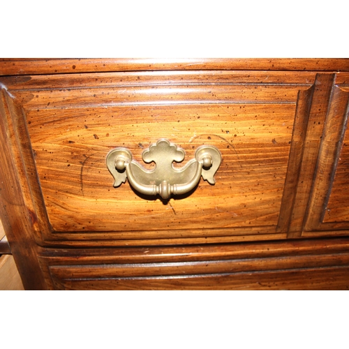 77 - Pine stained sideboard with brass handles, approx 168cm wide