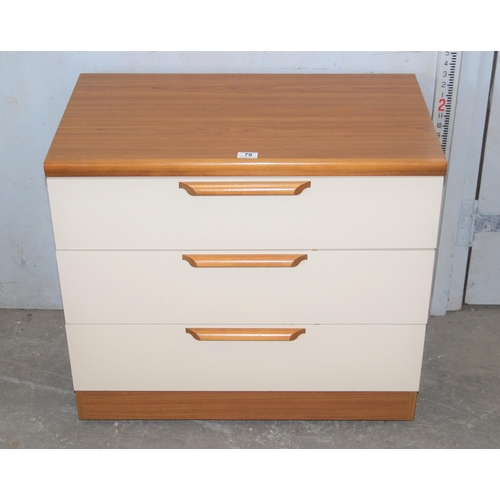 79 - A retro white 3 drawer chest of drawers