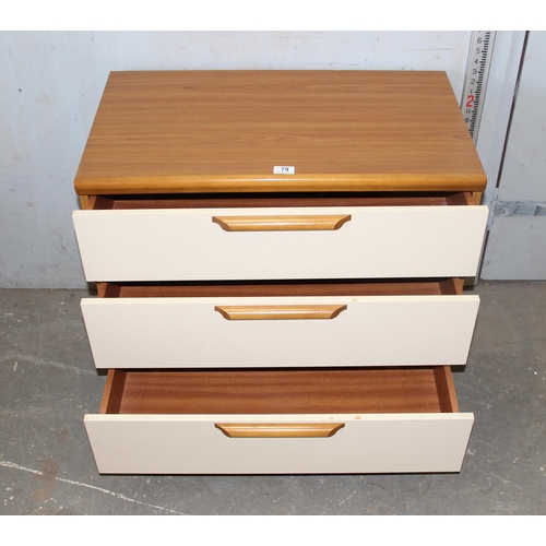 79 - A retro white 3 drawer chest of drawers