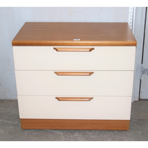 80 - A retro white 3 drawer chest of drawers