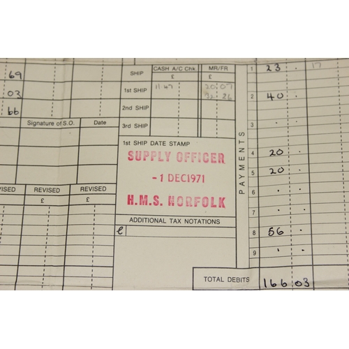 1427 - 1972 Royal Navy HMS Norfolk pay ledger book page