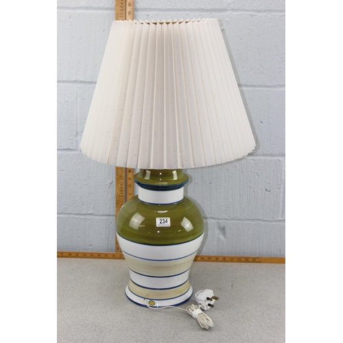 234 - Large pottery table lamp with shade