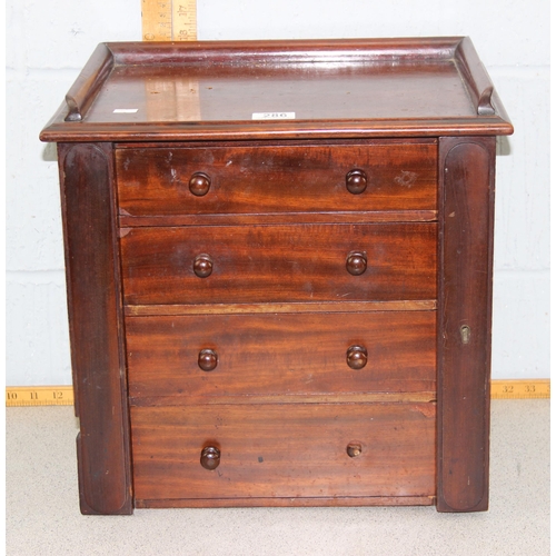 286 - Antique mahogany 4 drawer table top collectors cabinet